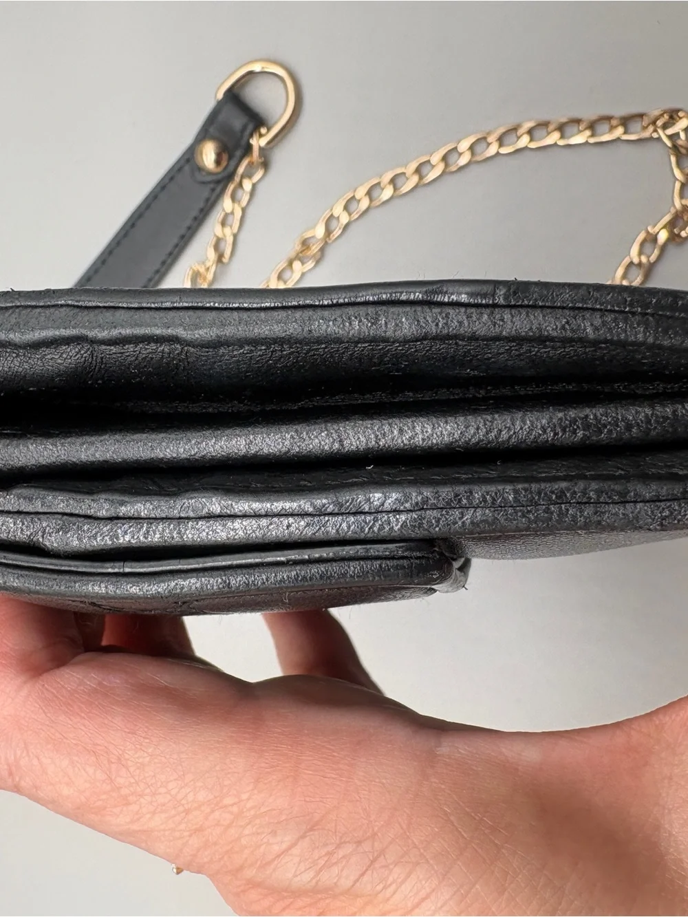 Dior Black Quilted Leather Shoulder Wallet with Gold Chain